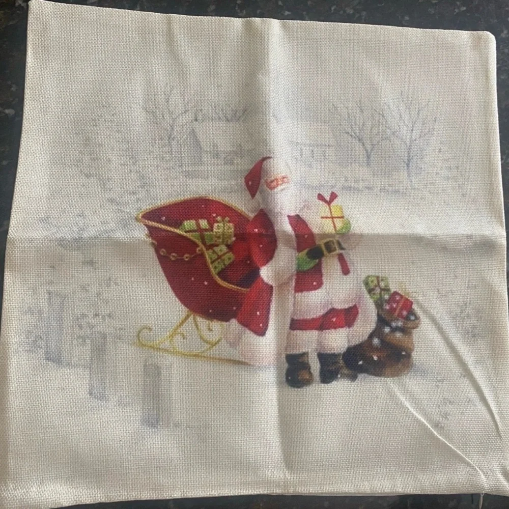 Christmas 17.5” x 17.5” Snowy Santa English British Letter Box Cushion Cases x4